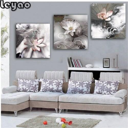 Diy 3pcs diamond painting orchid flower triptych mosaic cross stitch 5d embroidery full square round drill decoration icon