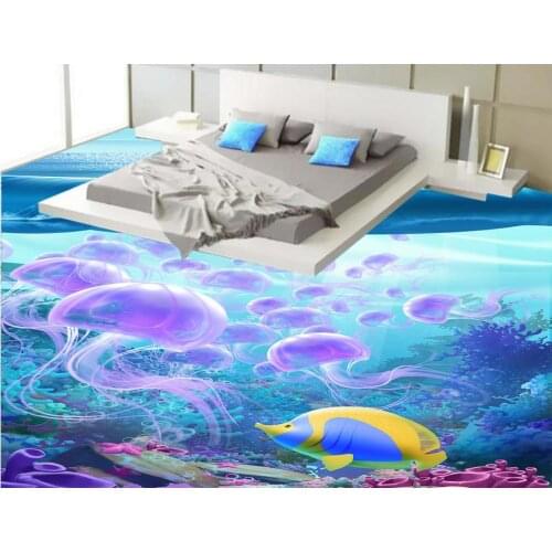 Customize 3D Flooring bathroom wallpaper coral vinyl Wallpaper Floor tiles Home improvement Mural 3D