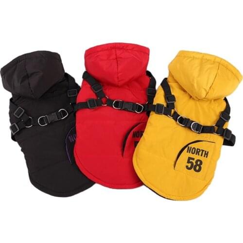 Autumn Winter Pet Dog Clothes Pet Warm Harness Jacket Coat Waterproof Dog Clothing Vest For French Bulldog Dogs Thicken Hoodie