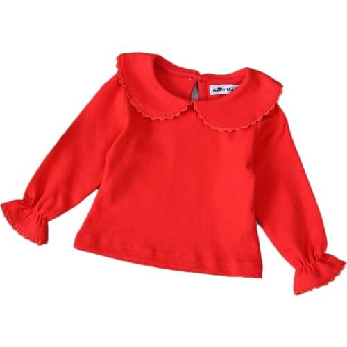 Autumn Red Baby Girl T Shirt Long Sleeve 100% Cotton Baby Undershirt For 1 & 2 Years 2021 Spring Baby Girls Clothes RBT185001