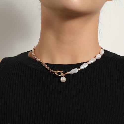 Water Drop Imitation Pearls Clavicle Chain Necklace for Women Gold Silver Color OT Buckle Short Necklaces Female Fashion Jewelry