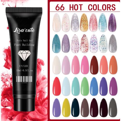 15ml Poly Nail Gel Glitter Builder Gel All For Manicure Nail Art Design Luminous Gel Nail Extension Nail Gel For Nails Lisa'Cute