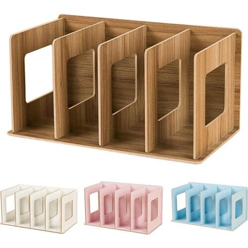 Simple Multi-Tier Bookshelf 4 Grids original Storage Shelf for Books Sundries DIY Wood Cabinet Desk Book Rack Home Children Book