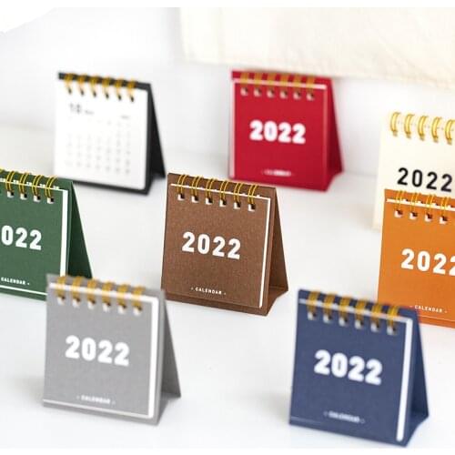Mengtai 2022 Simple solid color Desktop Paper mini Calendar dual Daily Scheduler Table Planner Yearly Agenda Organizer