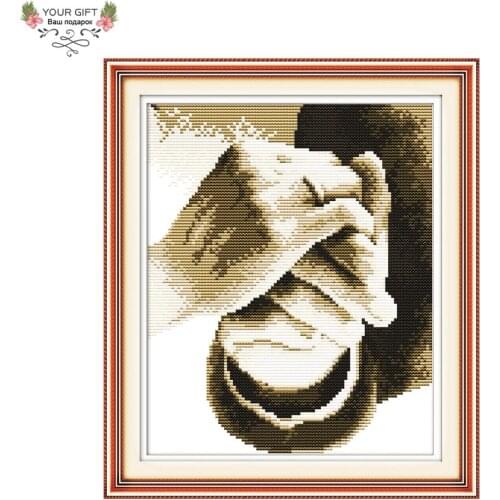 Joy Sunday Free Shipping 14CT 11CT Counted and Stamped Hold Your Hand Embroidery Cross Stitch kits for Home Decoration R060