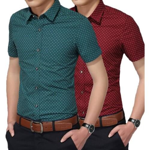 Casual summer plaid short sleeve slim fit men shirt streetwear social dress shirts mens fashions jersey