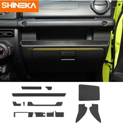SHINEKA Interior Carbon Fiber Car Center Console Side Decoration Strips Cover Trim Stickers for Suzuki Jimny 2019+ Accessories