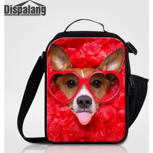 Dispalang Cute Dog Print Kids Lunch Bags Portable Insulated Thermal Cooler Bag Lunch Box Carry Picnic Food Tote Storage Bag