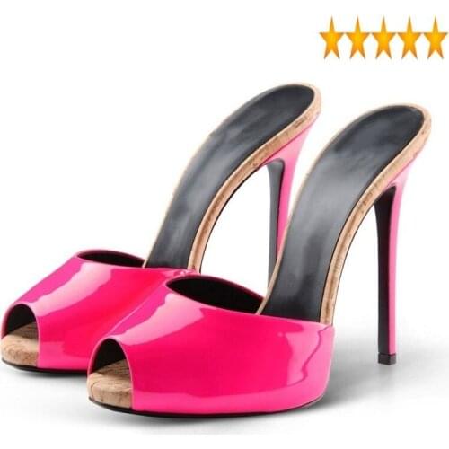 Sexy Heel Stiletto Fashion High Peep Toe Women Luxury Genuine Leather Sheepskin Party Sandals Summer Red Black Shoes