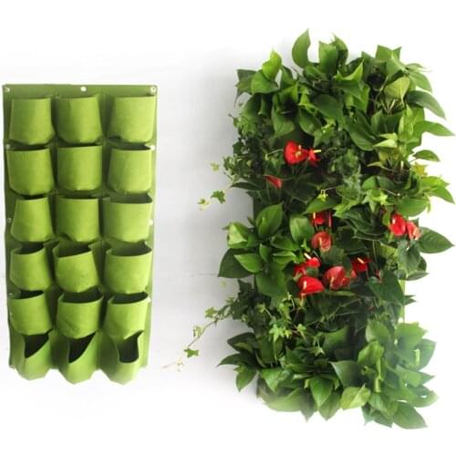 Felt hanging nursery bags plant grow bags 18 & 72 pockets for garden greenhouse plant grow bag wall flowers pot hanger supplies