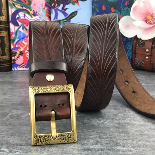 Mens belts Luxury Retro Hand Carving Super Thick Leather Belt Men Ceinture Men Belt Leather Genuine Wide Waist Belt Riem MBT0050