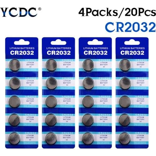 YCDC 20Pcs 3V Button Battery Coin Cell 5004LC ECR2032 CR2032 DL2032 KCR2032 Disposable Li-ion Watch Batteries