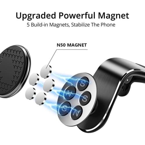 YTGEE Universal Aluminum Alloy 360 Degree Rotation L Shape Car Air Vent Magnetic Phone Holder Car Mount