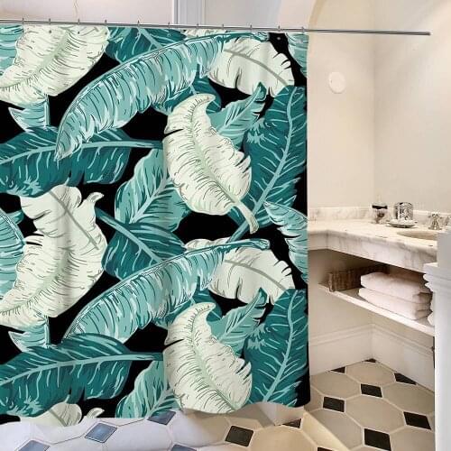 Tropical Rainforest Green Plants Leaves Palm Leaf Monstera Shower Curtain Fabric Waterproof Polyester For Bathroom With Hooks