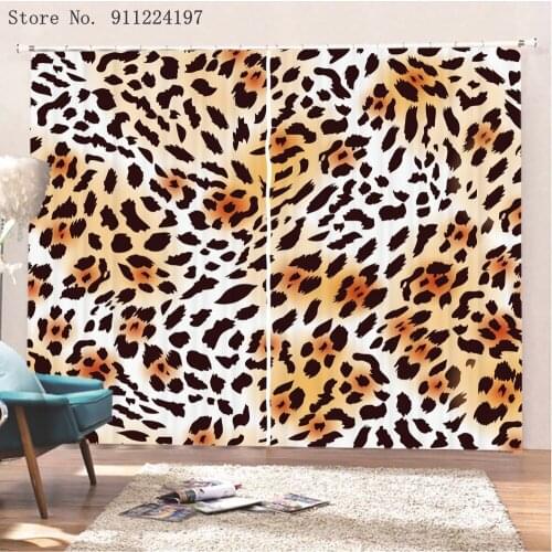 Leopard Pattern Window Curtains 3D Print Home Textile Room Curtain For Living Room Bedroom Decorative Kitchen Curtains Drapes