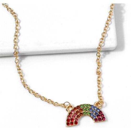 2021 new European and American Love Pendant Necklace multicolor rainbow drop oil heart lips womens necklace Heart Necklace