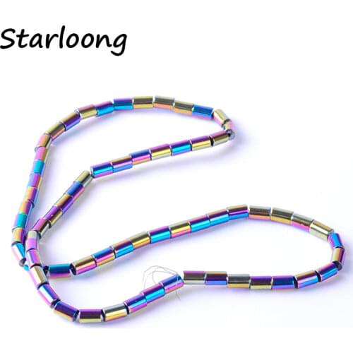 1pack/lot Natural stone bright multi-color Cylindrical loose spacer hematite beads for DIY jewelry necklace bracelet making