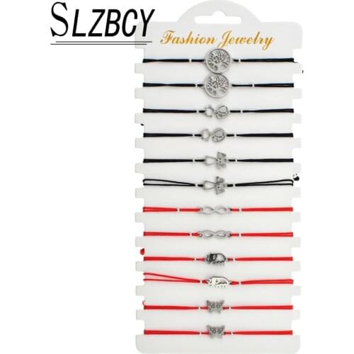 12pcs/set Handmade Adjustable Bracelets Set Infinite Love Tree of Life Charm Bracelet Women Yoga Anklet Fashion Couple Jewelry