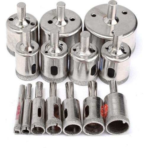 15PCS Electroplated Saw Drill Diamond Coated Hole Drill Bits Set 6-50MM Tile Marble Glass Ceramic Hole Saw Drilling Bits Set