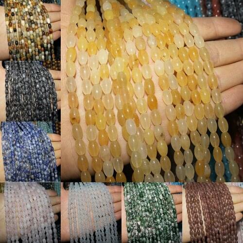 5x8mm Natural Semi-precious Stone Loose Beads Rice Shape 29 Colors DIY Production Bracelet Necklace Jewelry Accessories