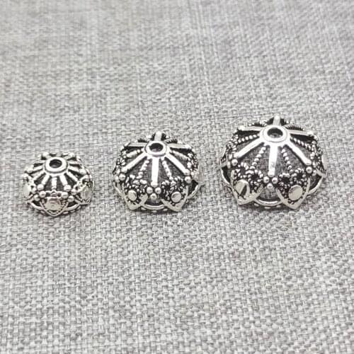 925 Sterling Silver Oxidized Flower Bead Caps Heart Type 8mm 10mm 12mm 14mm 16mm