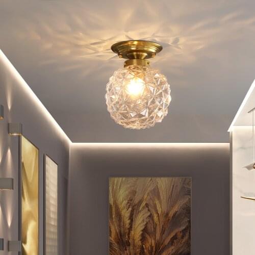 American aisle glass ceiling lamp modern minimalist corridor porch balcony golden light luxury lights
