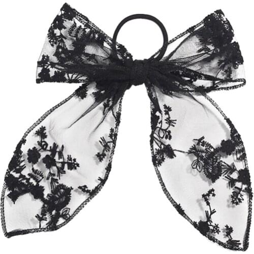 Large Cute Bowknot Cloth Purple White Black Beige Ribbon Elastic Hair Bands Ponytail Holders Headwear for Women