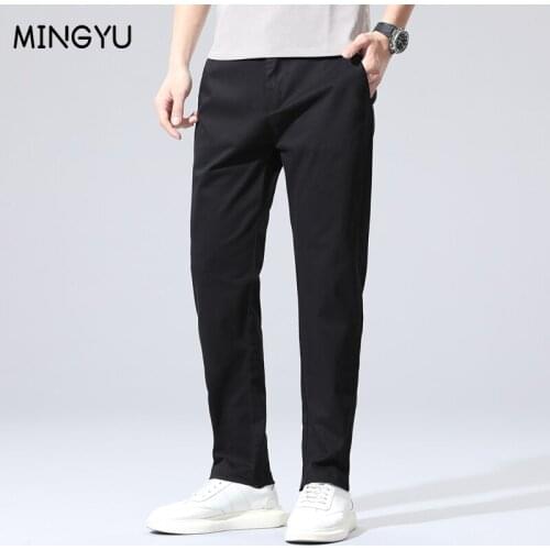 Spring Summer New Mens Casual Pants Business Black Blue Gray Classics Solid color Straight Fashion Thin office Trousers 28-40