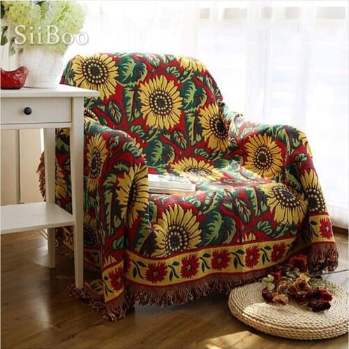 100%Cotton sofa cover sofa towel with sunflower jacquard sofa/chair blanket slip-resistant vintage sofa cover Free ship SP1798