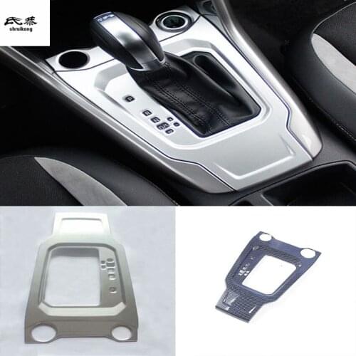 1pc ABS chrome or carbon fiber grain gear panel decoration cover for 2018 Volkswagen VW T-ROC car accessories