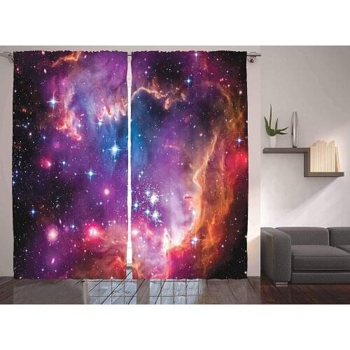Cosmos Decor Curtains Magellanic Cloud Stars and Colorful Galaxy View Pattern Living Room Bedroom Decor Window Curtains