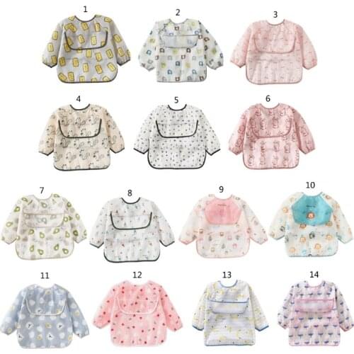 Baby Bandana Bibs Cartoon Bibs Waterproof Infant Eating Children Drawing Long Sleeve Apron Baby Self Feeding Bib