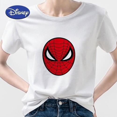 Disney Spider-Man Printed Hipster Cool Unisex T-shirt Streetwear Fashion Women Tee With Great Power Comes Great Responsibility