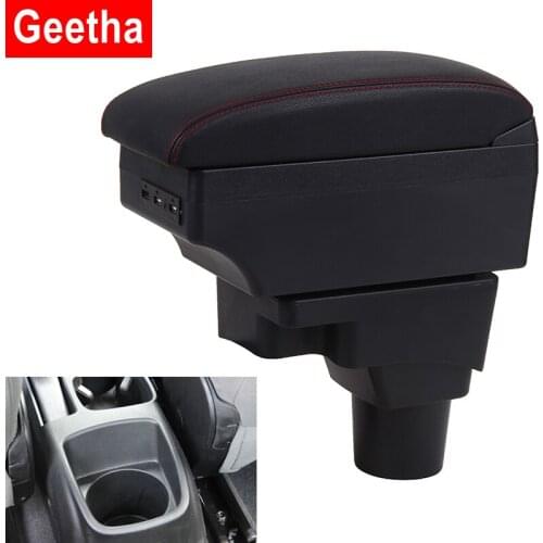 For Chevrolet Aveo For Chevrolet Sonic Armrest Box Retrofit Parts Interior Storage Box Cup Holder PU Leather Large Space USB