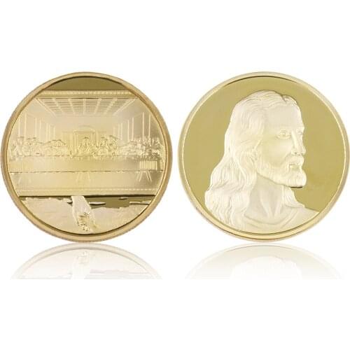 Home Decorative Metal Coin 999.9 24k Gold Plated Replic Coin Challenge Art Ornament Jesus Commemorative Souvenir Coin