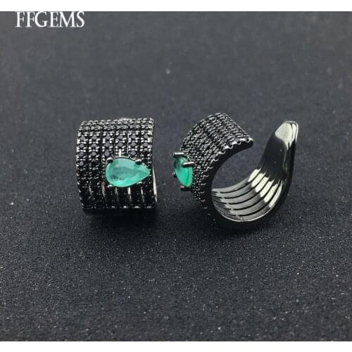 FFGems Created Emerald Earring Synthetic Gemstone Fine Jewelry For Women Lady Engagement Wedding Party Gift With Box