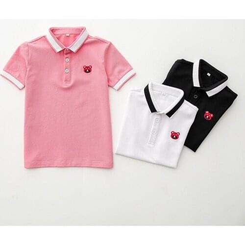 2021 new childrens lapel short-sleeved summer t-shirt for men and women, solid color polo shirt t-shirt