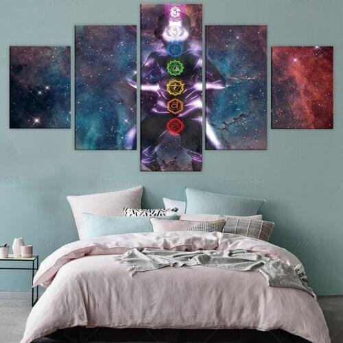 Canvas Painting 7 chakras 5 Piece Picture Wall Art Prints Modular Cuadros Póster for living room Home Decor framed