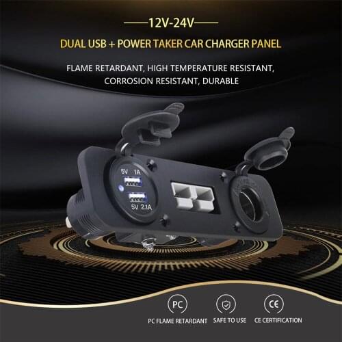 Kebidumei Flush Mount Anderson Plug Socket Double Usb Charger Socket Panel for Caravan Camper Boat Truck