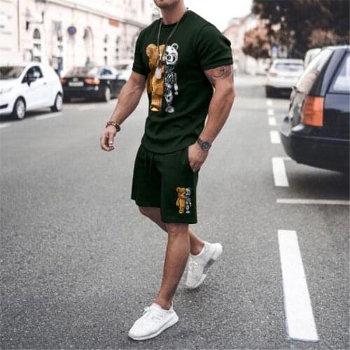 Summer tracksuit t-shirts men Streetwear branded mens clothing printing Casual sportswear mens sets 2021