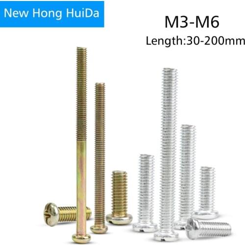 M3 M4 M5 M6 Phillips Cross Pan Head Machine Screw Metric Thread Round Head Machine Bolt Fastener Zinc Plated