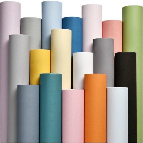 Matte Solid Color Wallpaper Furniture Cabinet Renovation Stickers Bedroom Vinyl Film DIY Self Adhesive Room Decor