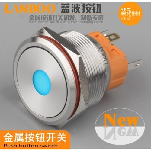 25mm metal button switch / self locking button / single point light / waterproof IP67/ belt plug/Self locking