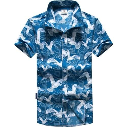 2019 New Summer Men Short Sleeve Shirt Hawaii Style Beach Shirts Loose Mens Summer Clothing M-5XL ABZ277