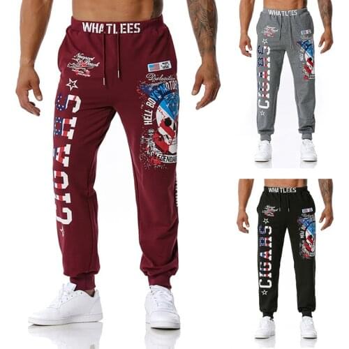 2021 Spring Autumn Mens Printed Jogging Pants Outdoor Sports Fitness Football Training Trousers