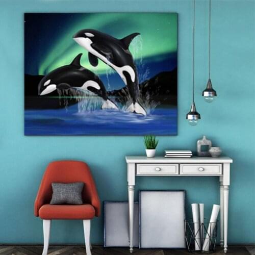 DIY colorings pictures by numbers with dolphins picture drawing Relief painting by numbers framed Home