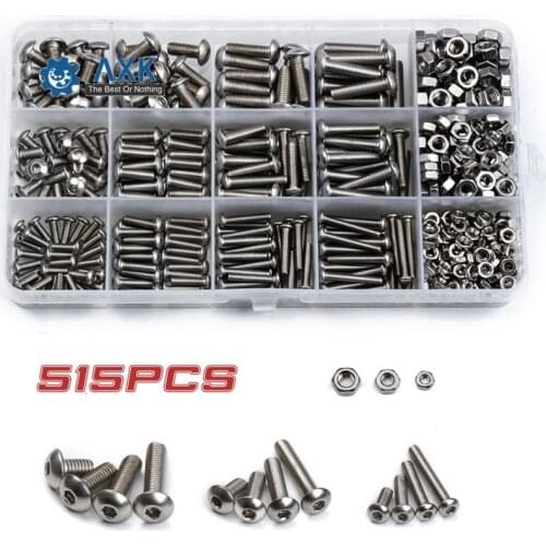 Nut Screw Kit Set Stainless Steel Office Home Wood Hex Socket M3*10 515 Pcs Assortment High-speed Under 50pcs Pan Woodworking