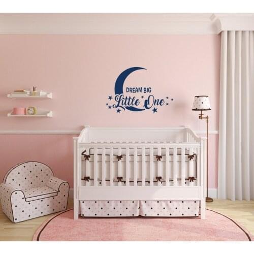 Kids Nursery Wall Decal Moon Star Pattern Quotes Dream Big Little One Wall Stickers For Baby Kids Bedroom Cute Home Decor SYY726
