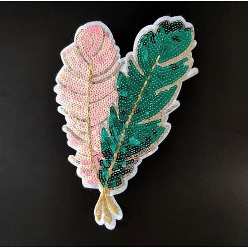24CM Feathers Patch Diy Clothes Stickers Sequins Large Biker Badge Sew On Patches For Clothing Strange Things Christmas Gift