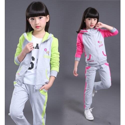 Girls Clothing Kids Sets Spring Autumn Children Sport Suit Casual Hoodies Coat + Pants 2 PCS Girl Clothes Set 6 8 10 12 13 Years
